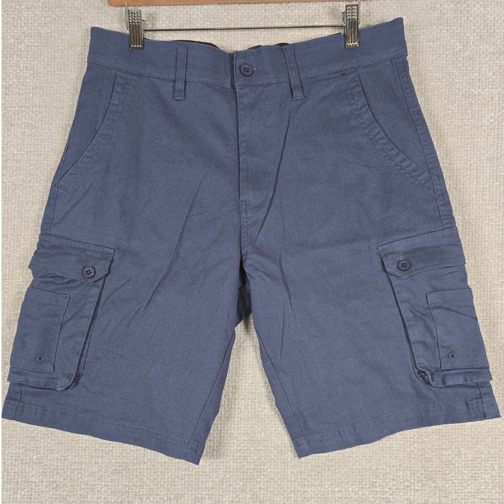 Stanley Workwear Mens 32W Cargo Shorts Blue Relaxed Straight Fit Stretch NEW